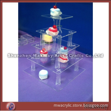 Clear Square 5 Tiered Acrylic Cupcake Stand Rack